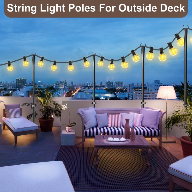 MuliVid 2 Pack 10FT Lighting Hanging Pole for Outside, Waterproof Hardened Metal Outdoor String Light Poles for Patio, Garden, Bistro, Wedding, Parties - Image 4